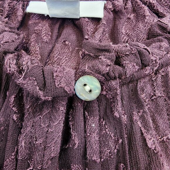 J Jill Top Womens Medium Purple Ventana Jacquard Popover Blouse Casual Boho Chic - Picture 11 of 15